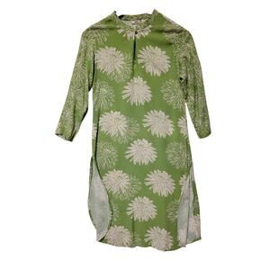 Max Floral Printed Straight Kurta Tunic‎ Dress Spring Summer Artsy Green Size S